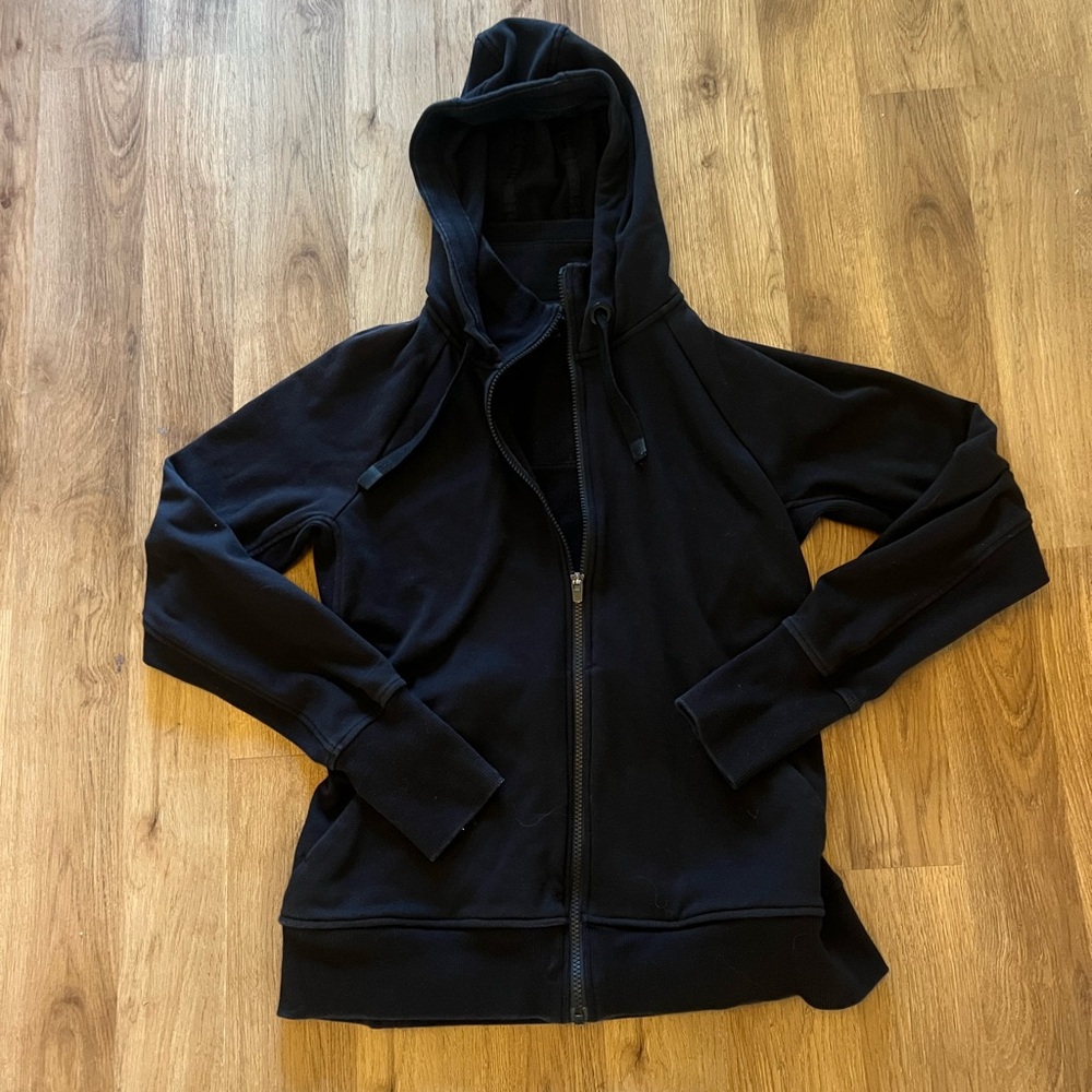 Athleta Triumph Zip Up Hoodie, Black, Medium, Thumbholes